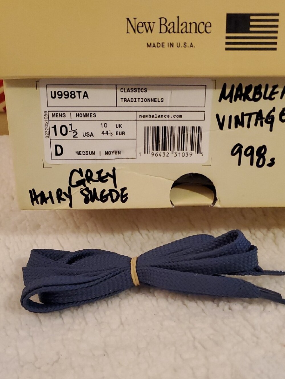 NWB/NWT-New Balance MEN'S 2023 Grey Day 998-SZ 10.5-Marblehead w/Vintage Indigo - Picture 10 of 10